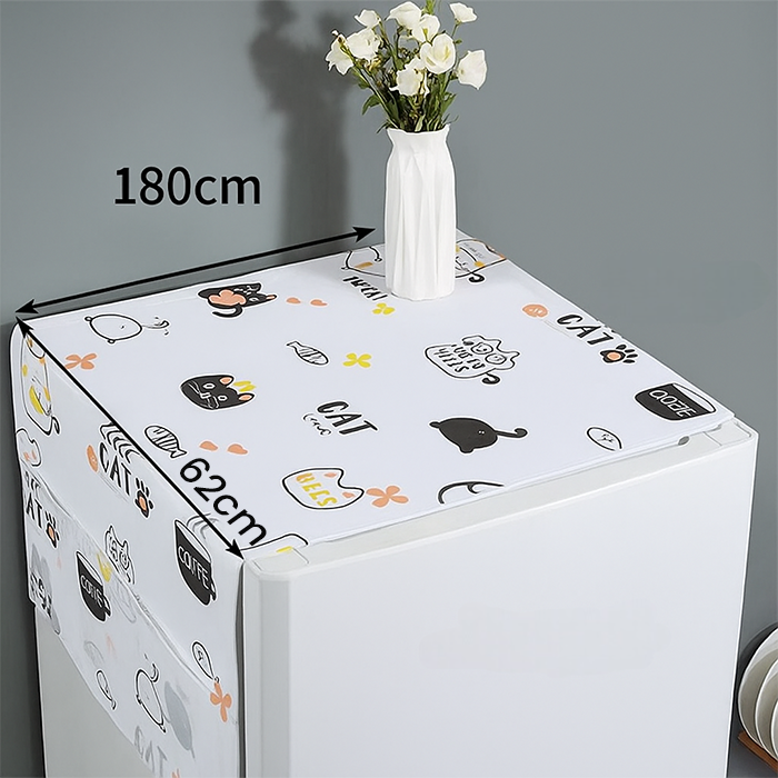 Elegant refrigerator top cloth with side pockets, decorative fridge cover for dust protection and organized storage Qatar
