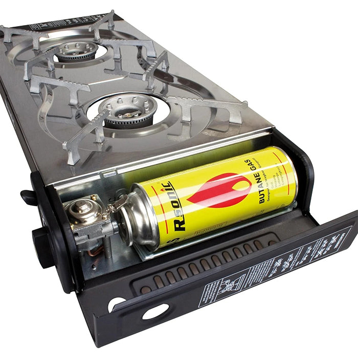 Portable camping gas stove offering stable heat for outdoor cooking, available at Homesouq Qatar