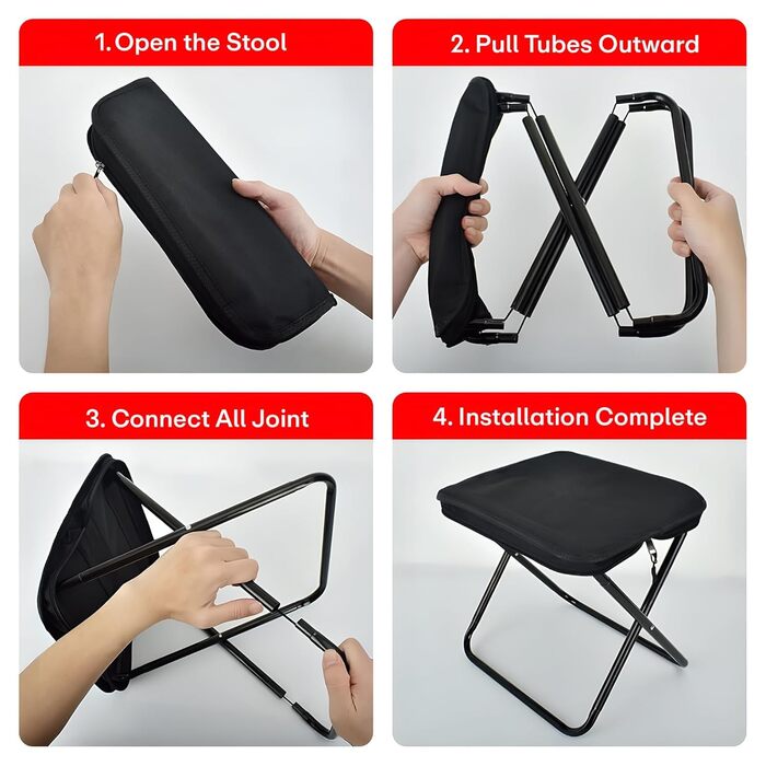 Lightweight compact stool chair for camping, foldable and portable with durable frame from Homesouq Qatar