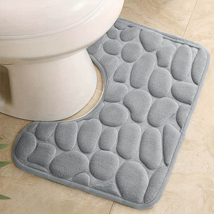 U-Shaped Non-Slip Absorbent Bathroom Mat - Soft Memory Foam Bath Mat