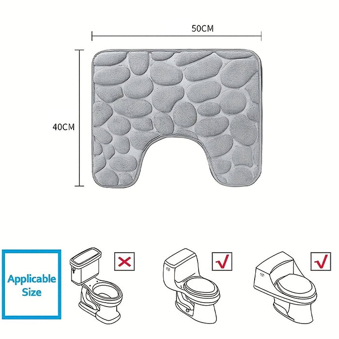 U-Shaped Non-Slip Absorbent Bathroom Mat - Soft Memory Foam Bath Mat dimensions