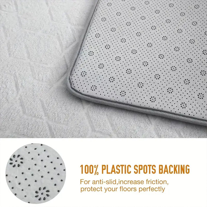 U-Shaped Non-Slip Absorbent Bathroom Mat - Soft Memory Foam Bath Mat plastic spots backing