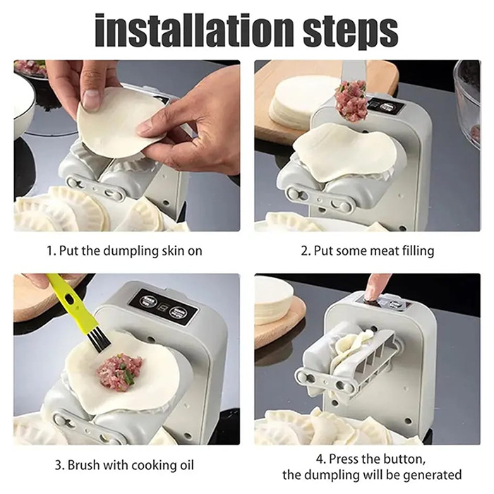 USB Rechargeable Electric Dumpling Machine - Automatic Dumpling Maker Mould Tool installation steps