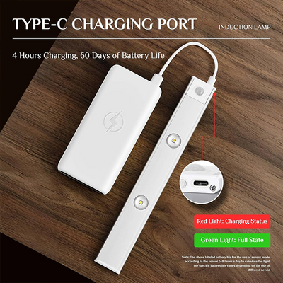 USB Rechargeable LED Motion Sensor Cabinet Light - Upgrade Under Cabinet Light Dimmable Light C charging