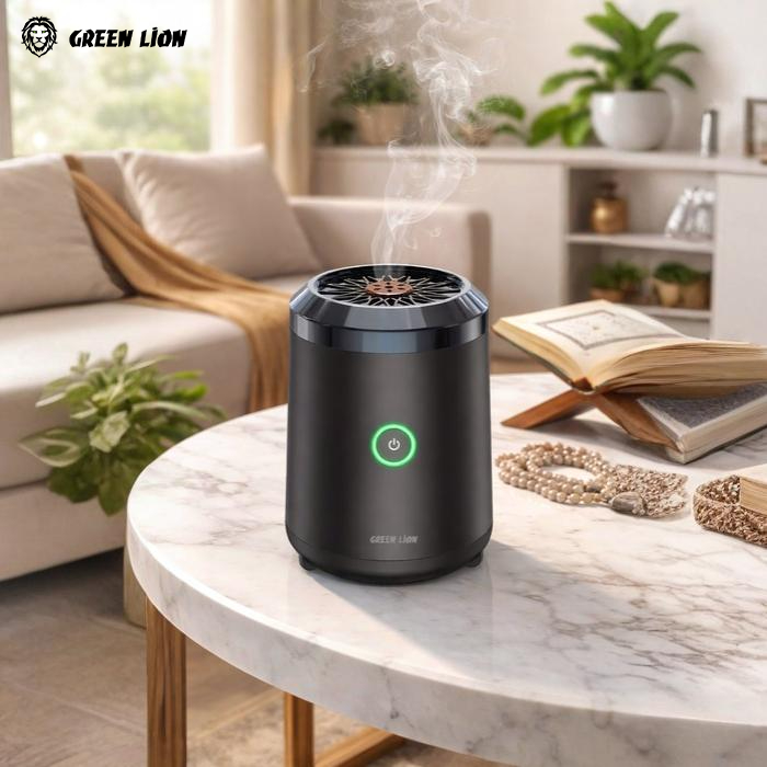 Green Lion Mini Bakhour Pro With Quran Speaker - Black