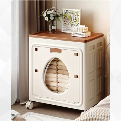 Space-Saving Clothes Storage Box with Lid and Rolling Wheels