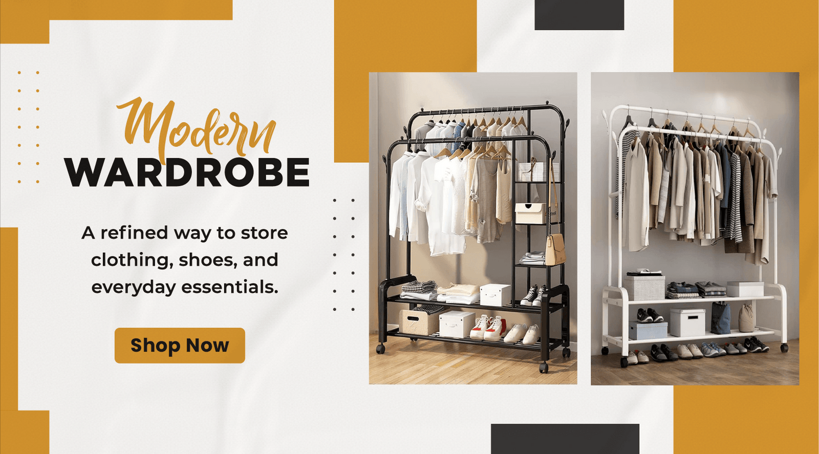 Space-saving cloth hanger stand and shoe rack combo with shelves, perfect for home organization | Homesouq Qatar