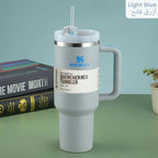 Vacuum Insulated Tumbler with Lid and Straw for Water, Iced Tea or Coffee, Smoothie Light blue