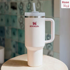 Vacuum Insulated Tumbler with Lid and Straw for Water, Iced Tea or Coffee, Smoothie rose