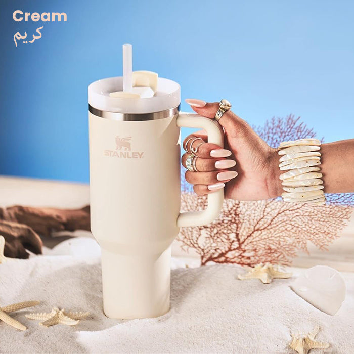 Vacuum Insulated Tumbler with Lid and Straw for Water, Iced Tea or Coffee, Smoothie Cream