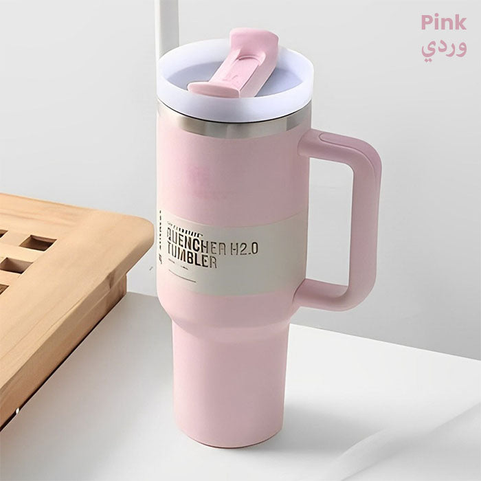 Vacuum Insulated Tumbler with Lid and Straw for Water, Iced Tea or Coffee, Smoothie pink