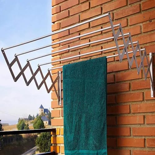 5 - Bar Wall Mounted Extendable Cloth Hanger - Foldable Laundry Drying Rack