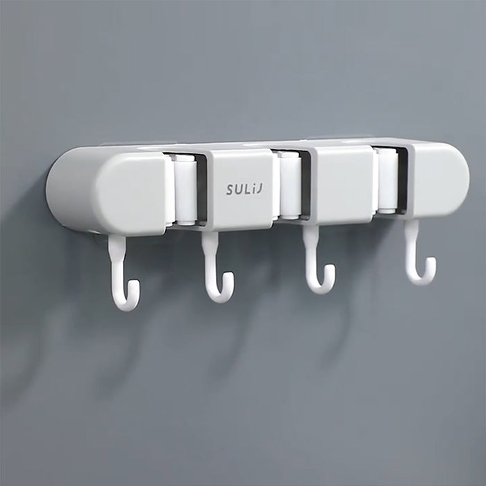Wall-Mounted Mop Clip Hook Punch-Free Mop Rack Storage Broomstick