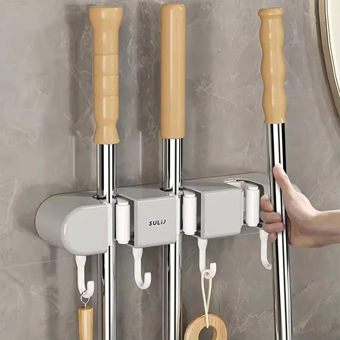 Wall-Mounted Mop Clip Hook Punch-Free Mop Rack Storage Broomstick Durable