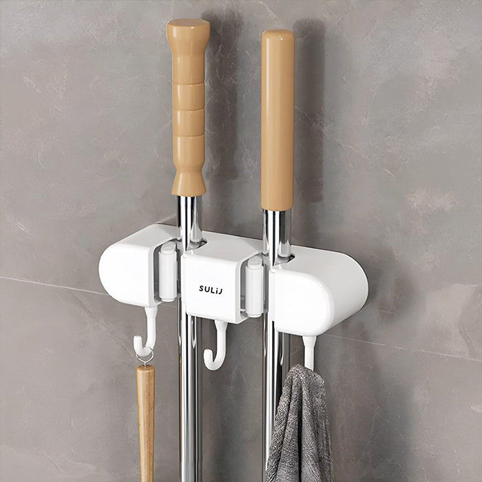 Wall- Mounted Mop Clip Hook Punch-Free Mop Rack Storage Broomstick Brush Mount Organizer durable
