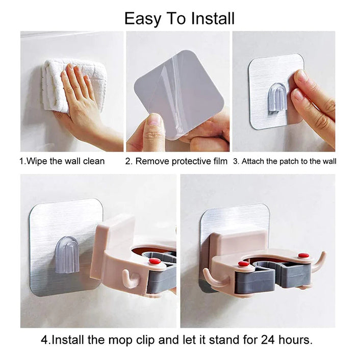 Light Weight Wall Mount Mop Holder For Mop Broom For Bathroom easy to install