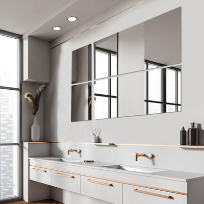 Wall Mirror Tile Self Adhesive Glass Mirror Frameless High Clear Mirror Tile 