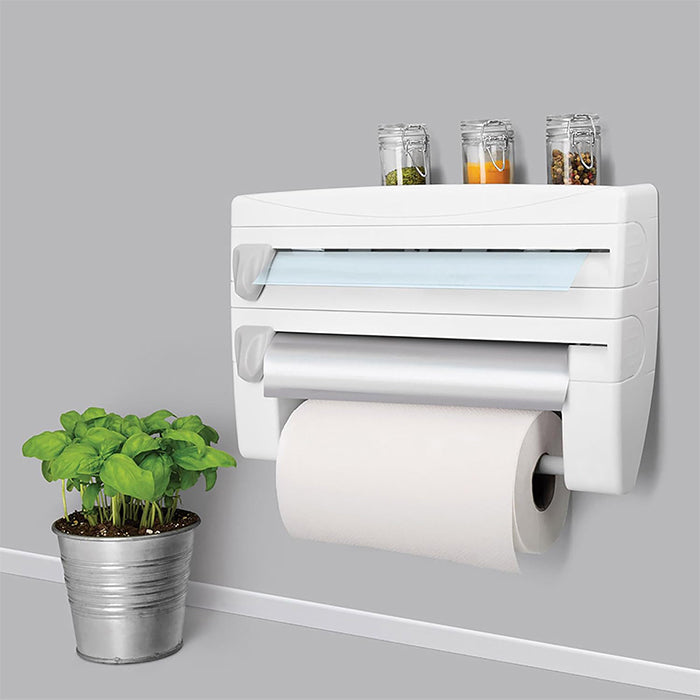 Wall Mount Silver Foil Wrap Tissue Paper Holder Plastic Food Packing Wrap Dispenser