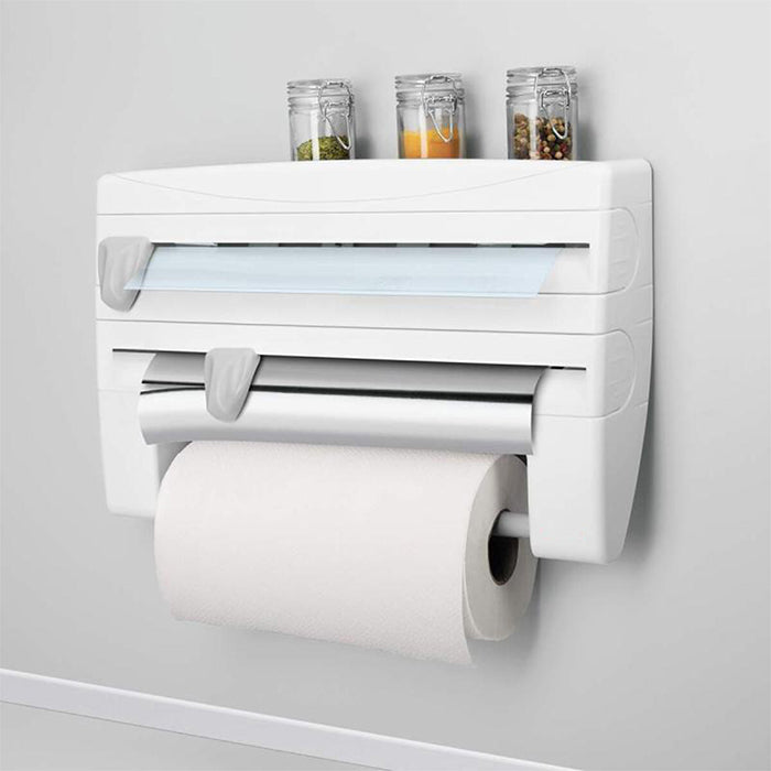 Wall Mount Silver Foil Wrap Tissue Paper Holder Plastic Food Packing Wrap Dispenser  All-in-One Convenience