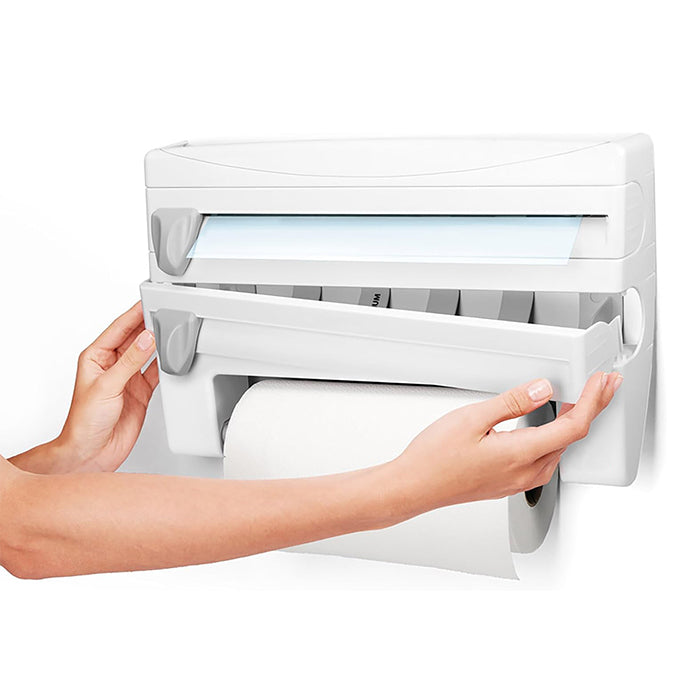 Wall Mount Silver Foil Wrap Tissue Paper Holder Plastic Food Packing Wrap Dispenser No-Drill Installation