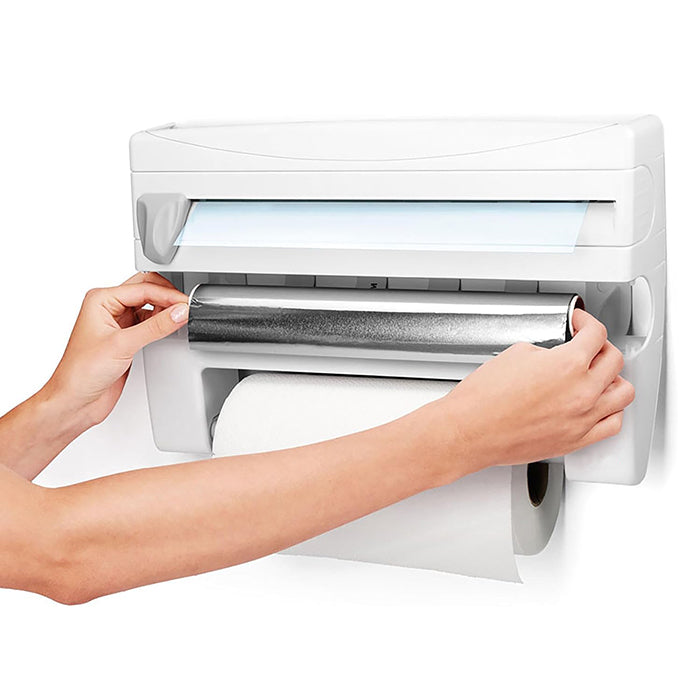 Wall Mount Silver Foil Wrap Tissue Paper Holder Plastic Food Packing Wrap Dispenser durable