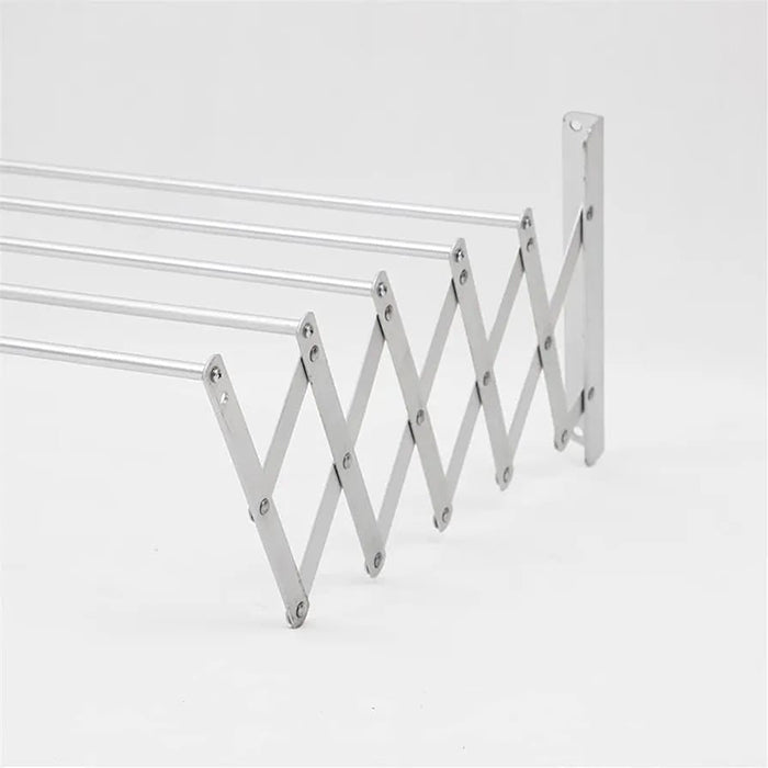 Wall Mounted Clothes Drying Rack, 5 Bar Stainless Steel Accordion Retractable Silver Drying Hanging Towels stainless steel