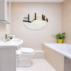Adhesive mirror installed above bathroom sink offering clear reflection and modern style Qatar