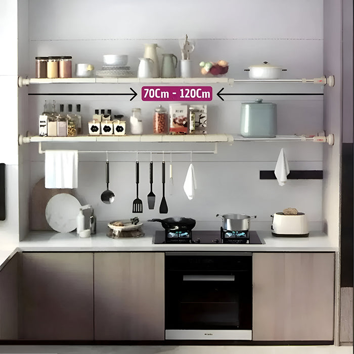Wardrobe Layered Partition Cabinet Adjustable Telescopic Closet Shelf No Drilling or Tools Needed