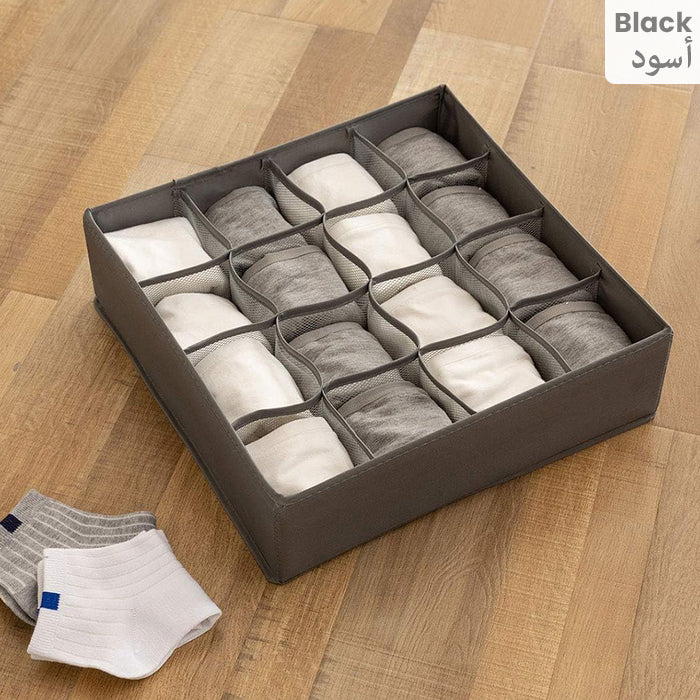 Wardrobe storage with drawer organisers and foldable storage for neat clothing black– Homesouq Qatar