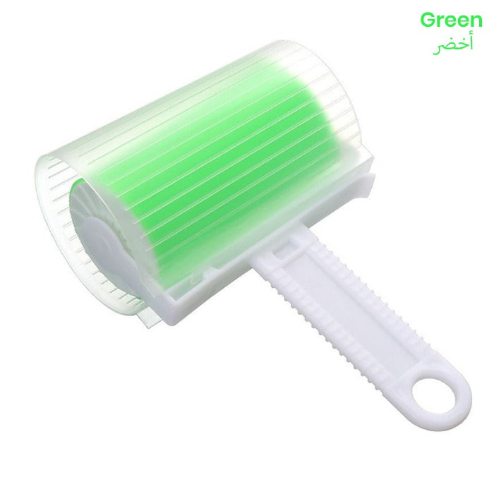 Washable Reusable Gel Lint Roller,Handheld TPR Gel Lint Roller with Cover, Lint Sticky Picker Green