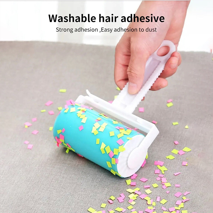 Washable Reusable Gel Lint Roller,Handheld TPR Gel Lint Roller with Cover, Lint Sticky Picker hair adhesive