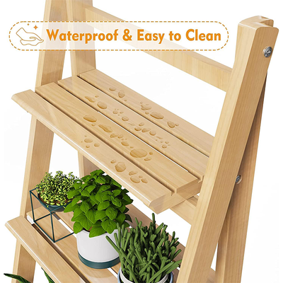 Waterproof wooden indoor plant stand shelves close-up Qatar
