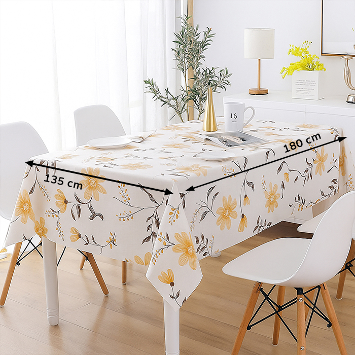 Elegant washable table cloth with matching table mats, durable table cover for dining tables Qatar.