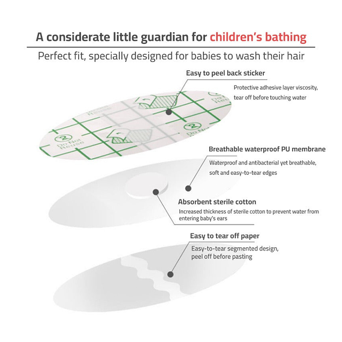 Waterproof Ear Protector Caps - Ear Protection Stickers for Baby and Adult children's bathing