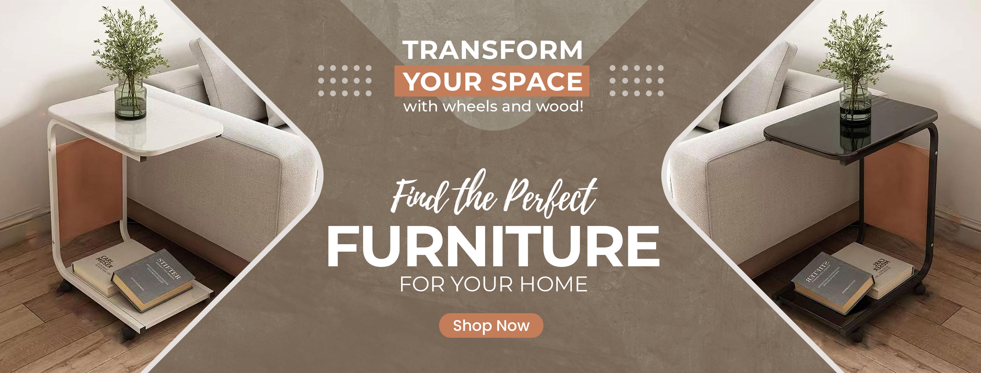 Wood Cart Coffee Table With Wheel Base – Homesouq Online Shopping- Desktop Slider