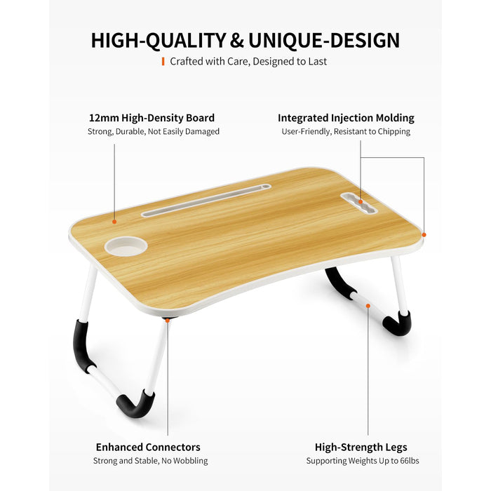 Wood Foldable Laptop Table with Cup Holder, Folding Standing Laptop Desk high quality