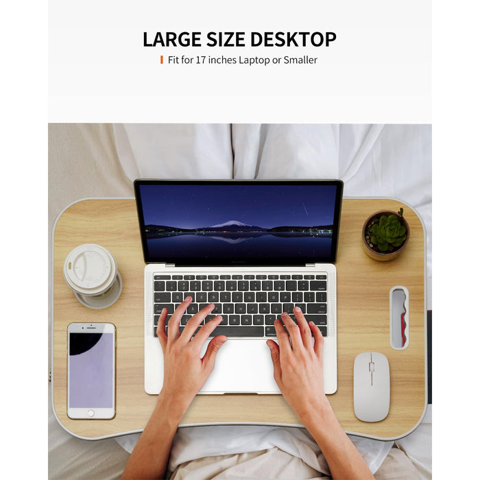 Wood Foldable Laptop Table with Cup Holder, Folding Standing Laptop Desk large size