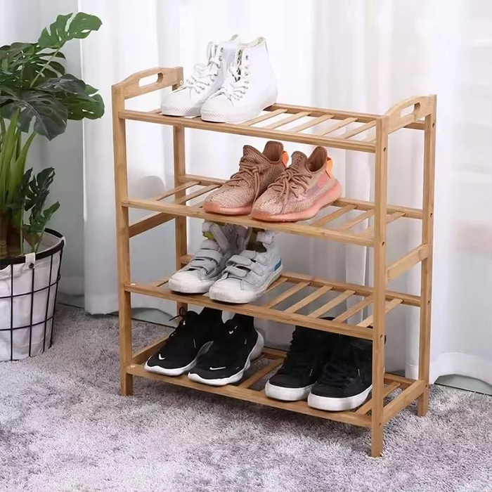 Wooden Shoe Rack 4 Shelves Organizer Shelf Camping Portable Shelves Shoe Rack durable