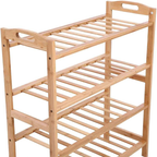 Wooden Shoe Rack 4 Shelves Organizer Shelf Camping Portable Shelves Shoe Rack non slip foot mat