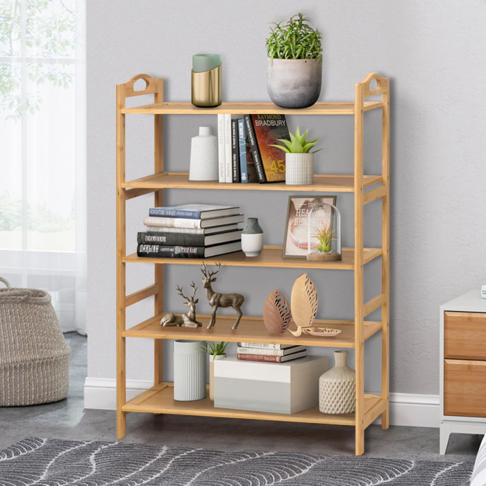 Wooden Shoe Rack Organizer Shelf Camping Portable Shelves Shoe Rack Large Capacity 5 Tier