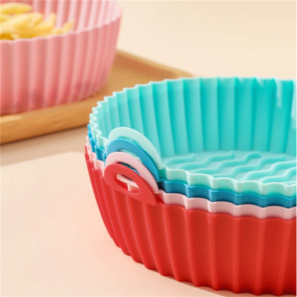 Silicone Air Fryer Basket - Reusable Kitchen Non-stick Baking Pot Mixed Colours