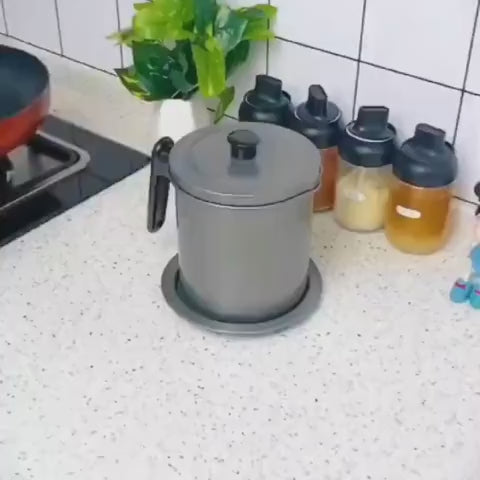 Cooking Oil Storage Can with Removable Dust-proof Lid and Coaster Tray 1.7L