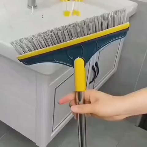 2 in 1 Floor Scrub Brush with Wiper2 in 1 Bathroom Cleaning Brush Wiper Tiles Cleaning Bathroom Brush Floor Scrub Brush with Long Handle 120° Rotate Home Kitchen Bathroom Cleaning Brush