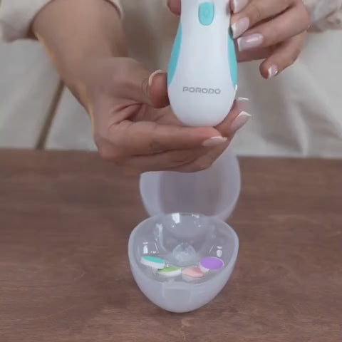 Porodo Lifestyle Baby Bail Trimmer, 360 Gentle Rotation, Integrated Night Light, Ergonomic Design, Storage Box, Silent Operation