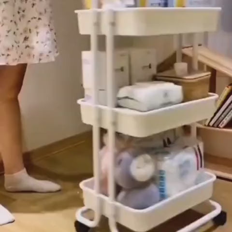 Multi Functional Versatile Rust Free Storage Trolley Cart With Handle For Home Office Use With Wheels