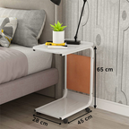 Modern coffee table with wheels, compact side coffee table with wheels, wooden top, metal frame for easy movement Qatar